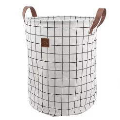 Castorama Panier à Linge GoodHome Aetna Capacité 50 Litres Coloris Blanc Et Noir En Polyester Ø38 X H.48 Cm