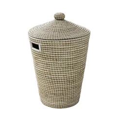 Castorama Panier à Linge GoodHome Bonetta Capacité 44 Litres Coloris Jonc De Mer Et Blanc En Polyester Et Jonc De Mer L.53 X P.50 X H.65 Cm