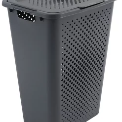 Castorama Panier à Linge Sundis Pixel Capacité 50 Litres Coloris Gris En Polypropylène Recyclé L.40 X L.25 X H.53 Cm
