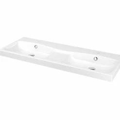 Castorama Plan Double Vasque En Résine Blanc GoodHome Mila 120 Cm