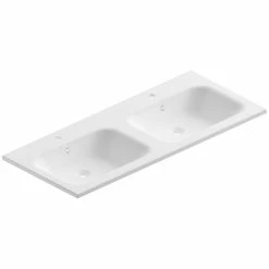 Castorama Plan Double Vasque En Résine Blanc Mat Pura 120 Cm