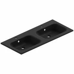Castorama Plan Double Vasque En Résine Noir Pura 120 Cm