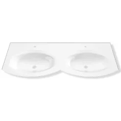 Castorama Plan Double Vasque En Verre Blanc 138 Cm Vague