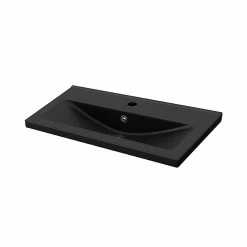 Castorama Plan Vasque Faible Profondeur Noir GoodHome Nira 80 Cm