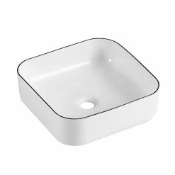 Castorama Vasque à Poser Carrée Céramique Blanc Et Noir Kala