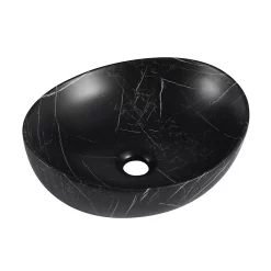 Castorama Vasque à Poser Carrée Céramique Imitation Marbre Noir Bloom
