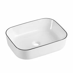 Castorama Vasque à Poser Rectangulaire Céramique Blanc Et Noir Kala